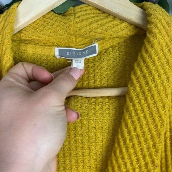Anthropologie Pleione Yellow Waffle Knit Sweater S - Picture 7 of 8